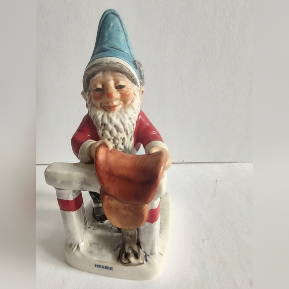 Goebel Co Boy Gnome Herbie Horseman Placing Saddle W Germany Red Blue Figurine - Picture 8 of 16